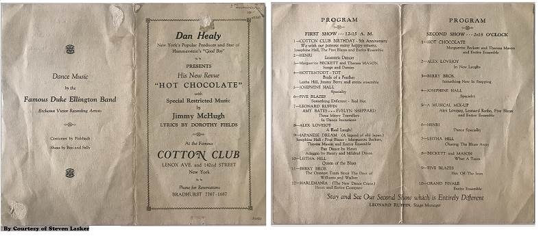 Cotton Club / Hot Chocolate programme