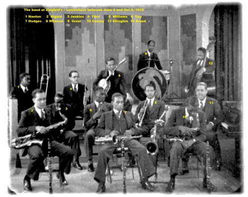 Ellington's orchestra on the Ziegfeld stage