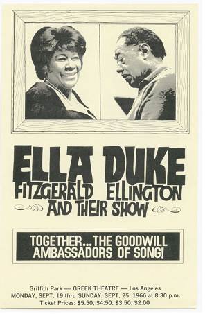 Poster or playbill, Ella Fitzgerald, Duke Ellington and Their Show